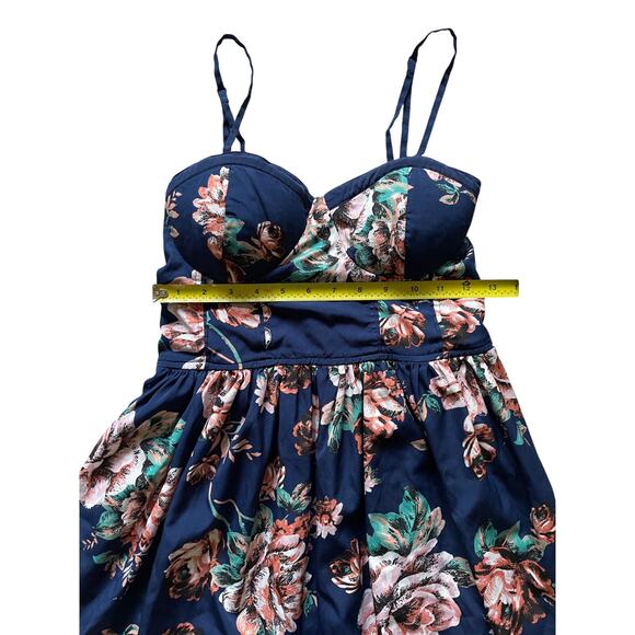 Band of Gypsies Womens/Teen Navy Floral Bustier Mini Dress Size Medium - Picture 3 of 7